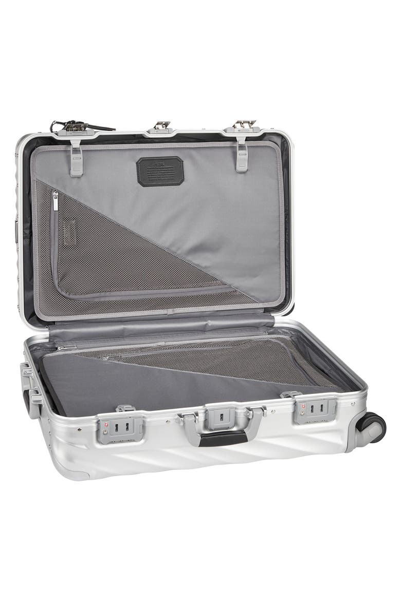 19 Degree Aluminum Medium Checked Luggage, Alternate, color, SILVER