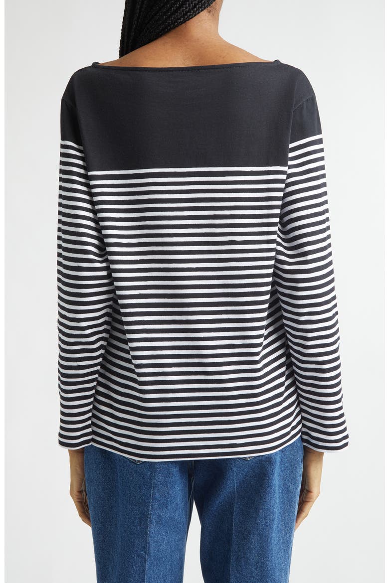 Paris Logo Marinière Stripe Cotton T-Shirt, Alternate, color, EAB BLK/ WHITE