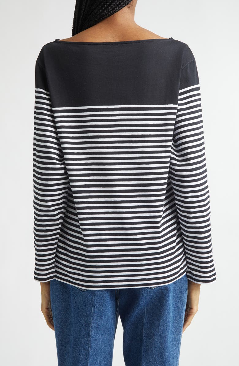 Balmain Paris Logo Marinière Stripe Cotton T-Shirt, Alternate, color, Eab Blk/ White