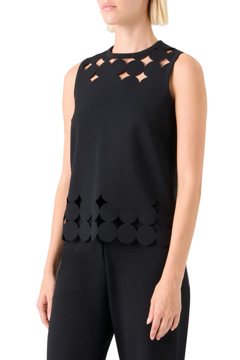 Dot Cutout Sleeveless Top, Alternate, color, BLACK