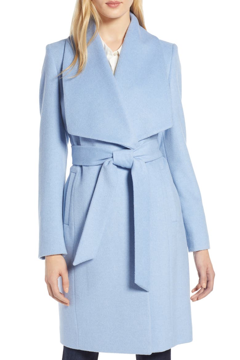 Slick Wool Blend Wrap Coat, Main, color, ICE BLUE