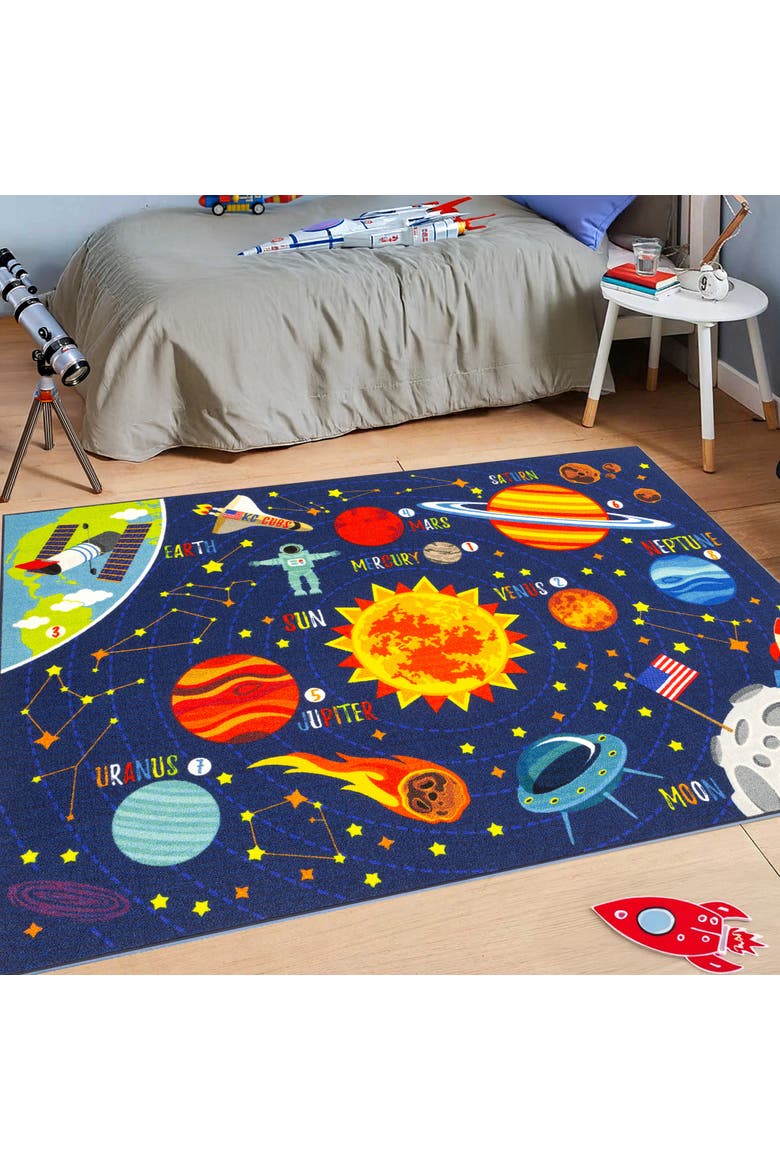 Educational Rug, Solar System Map, 5x7 Foot Playmat, Alternate, color, Multicolored