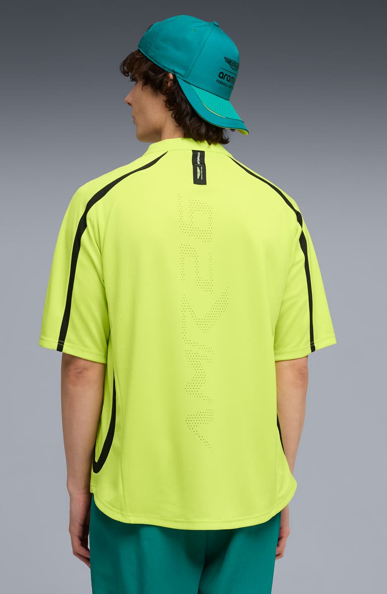 PUMA x AMF1 Lifestyle Short Sleeve Quarter Zip Jersey, Alternate, color, Lime Shimmer