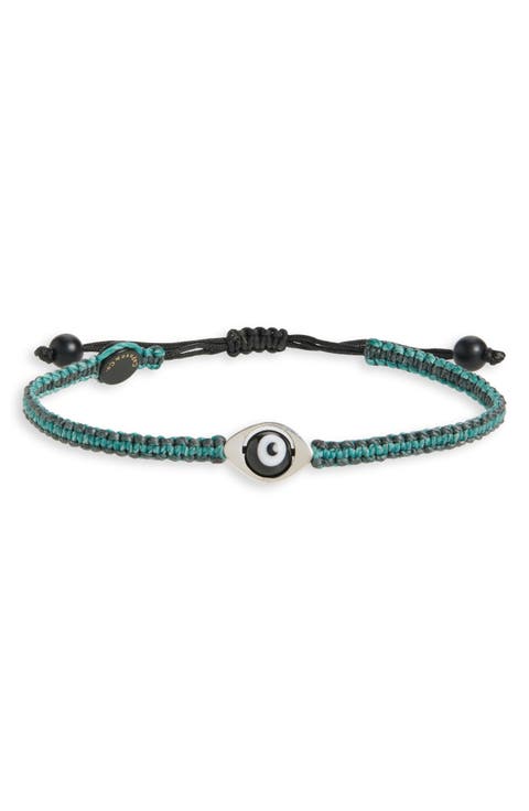 Men's Evil Eye Stripe Macramé Slide Bracelet