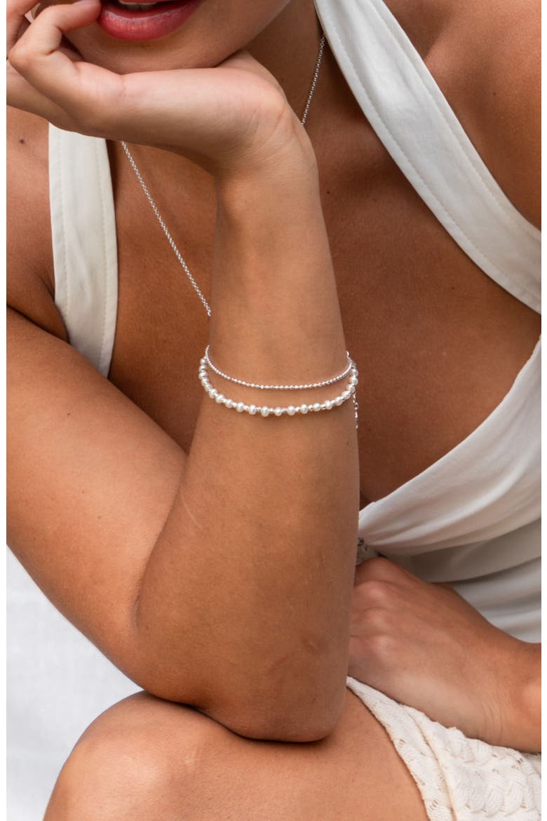 White Freshwater Timeless Pearl Bracelet, Alternate, color, Sterling Silver