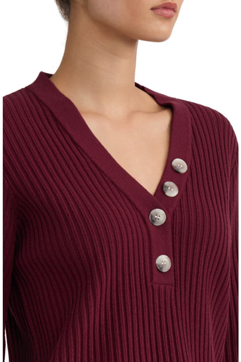 Ribbed Y-Neck Sweater, Alternate, color, CLASSIC WINE