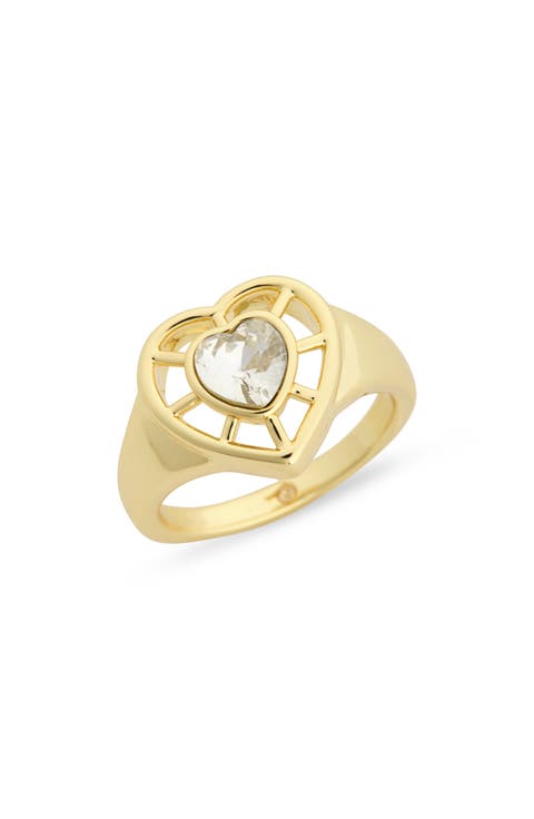 CZ Heart Signet Ring