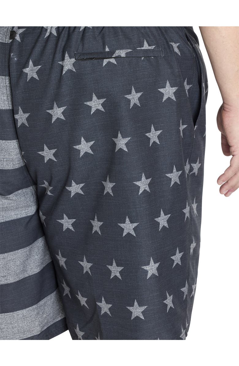 Harbor Bay by DXL Big & Tall Textured Americana Swim Trunks, Alternate, color, Black Multi