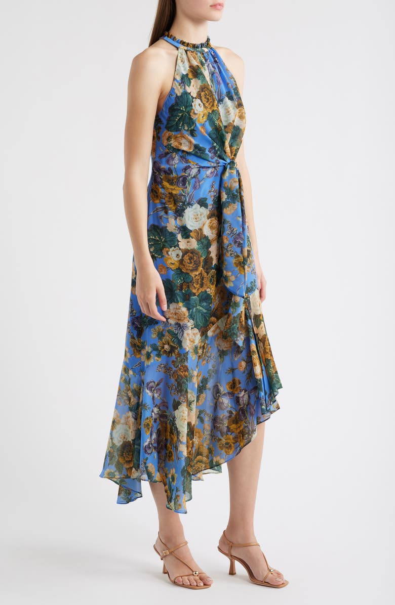 KOBI HALPERIN Emery Tie Waist High-Low Dress, Alternate, color, Sky Blue Multi