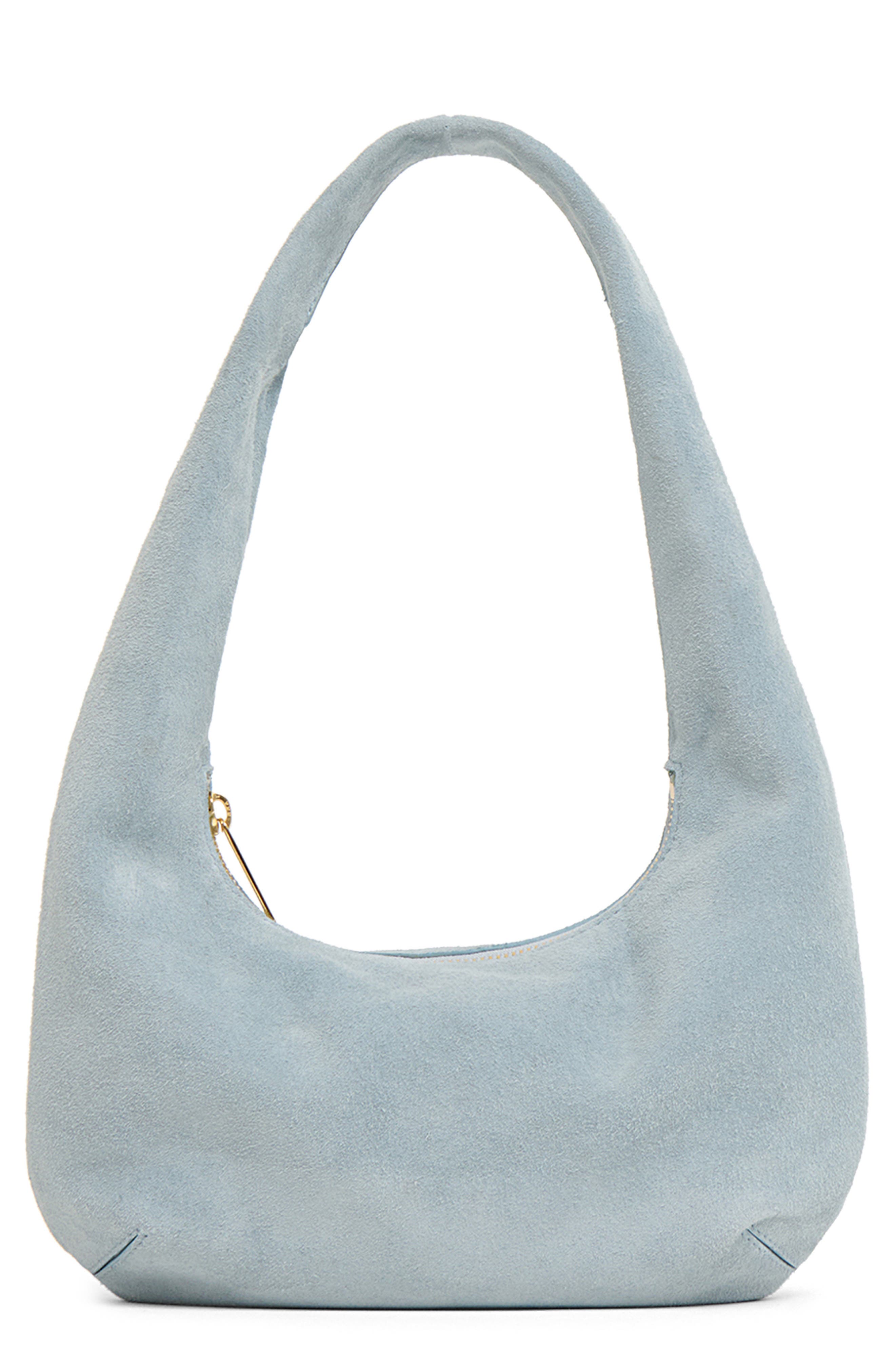 Mansur Gavriel Mini Gnocchi Suede Hobo Bag, Main, color, Baby Blue