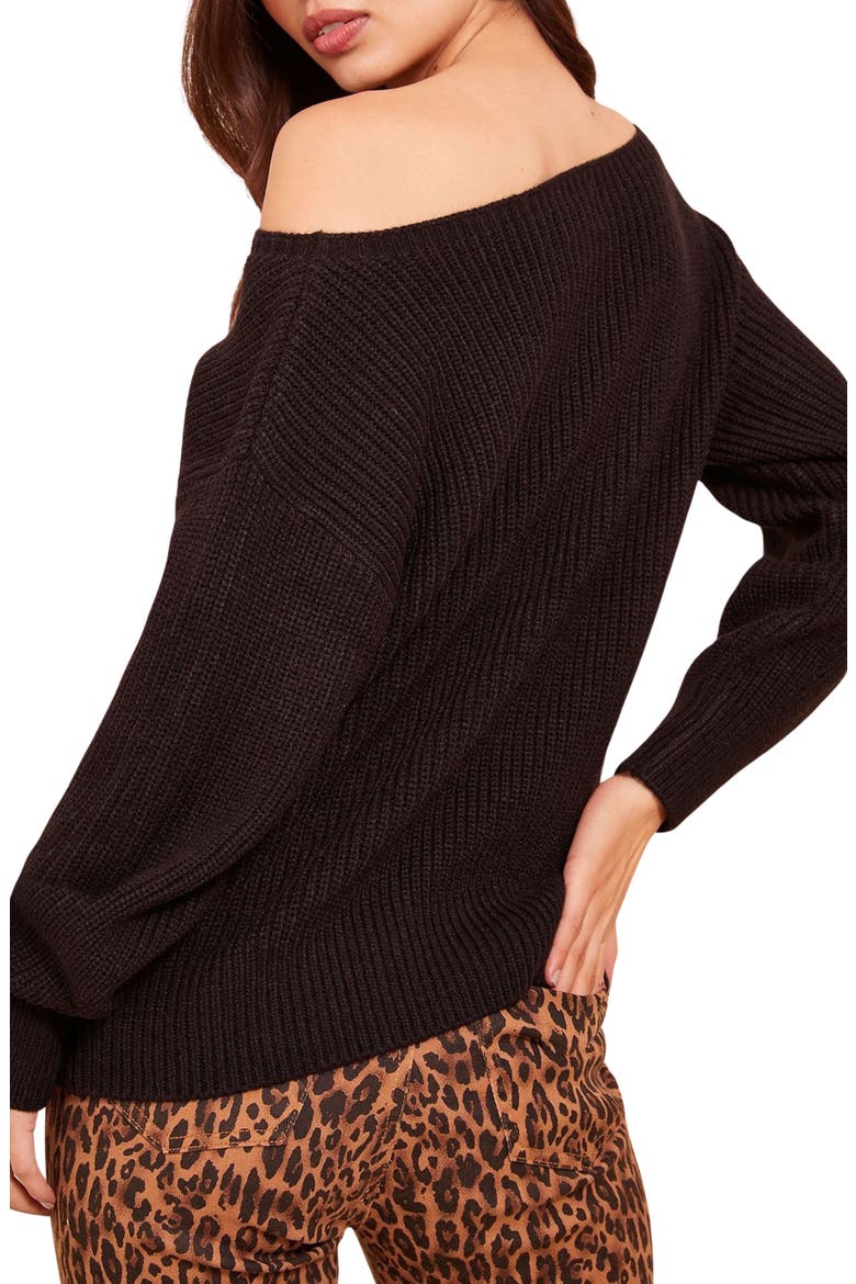 One-Shoulder Sweater, Alternate, color, BLACK