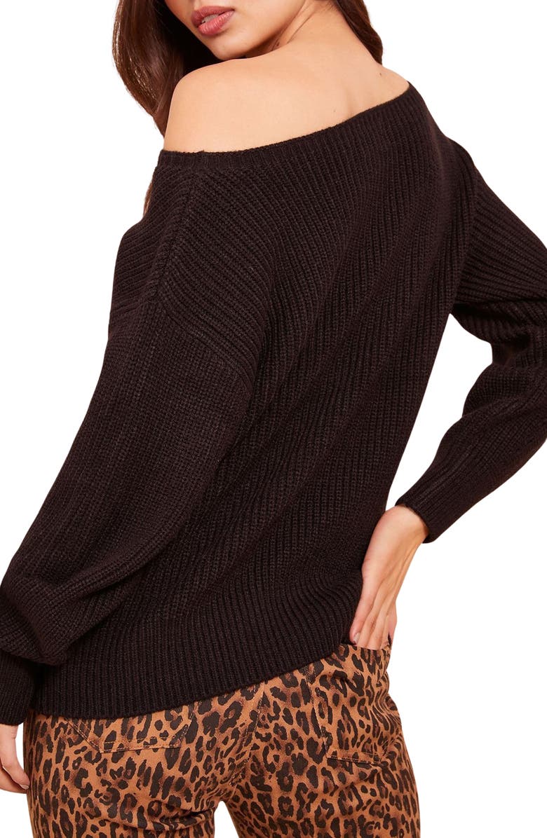 Friends Like These One-Shoulder Sweater, Alternate, color, Black