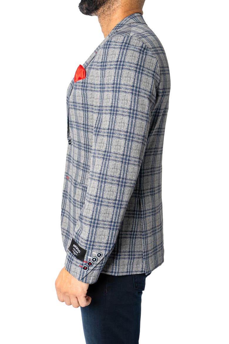Descartes Unconstructed Plaid Cretian Blue Blazer, Alternate, color, BLUE