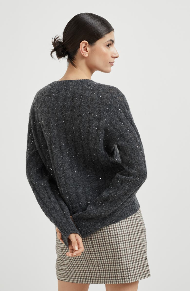 Brunello Cucinelli Dazzling Cable sweater, Alternate, color, Anthracite