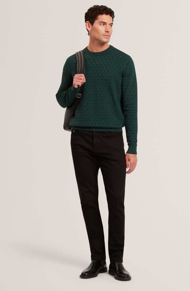 Ted Baker Sainsy Jacquard Cotton Blend Sweater, Alternate, color, Dark Green