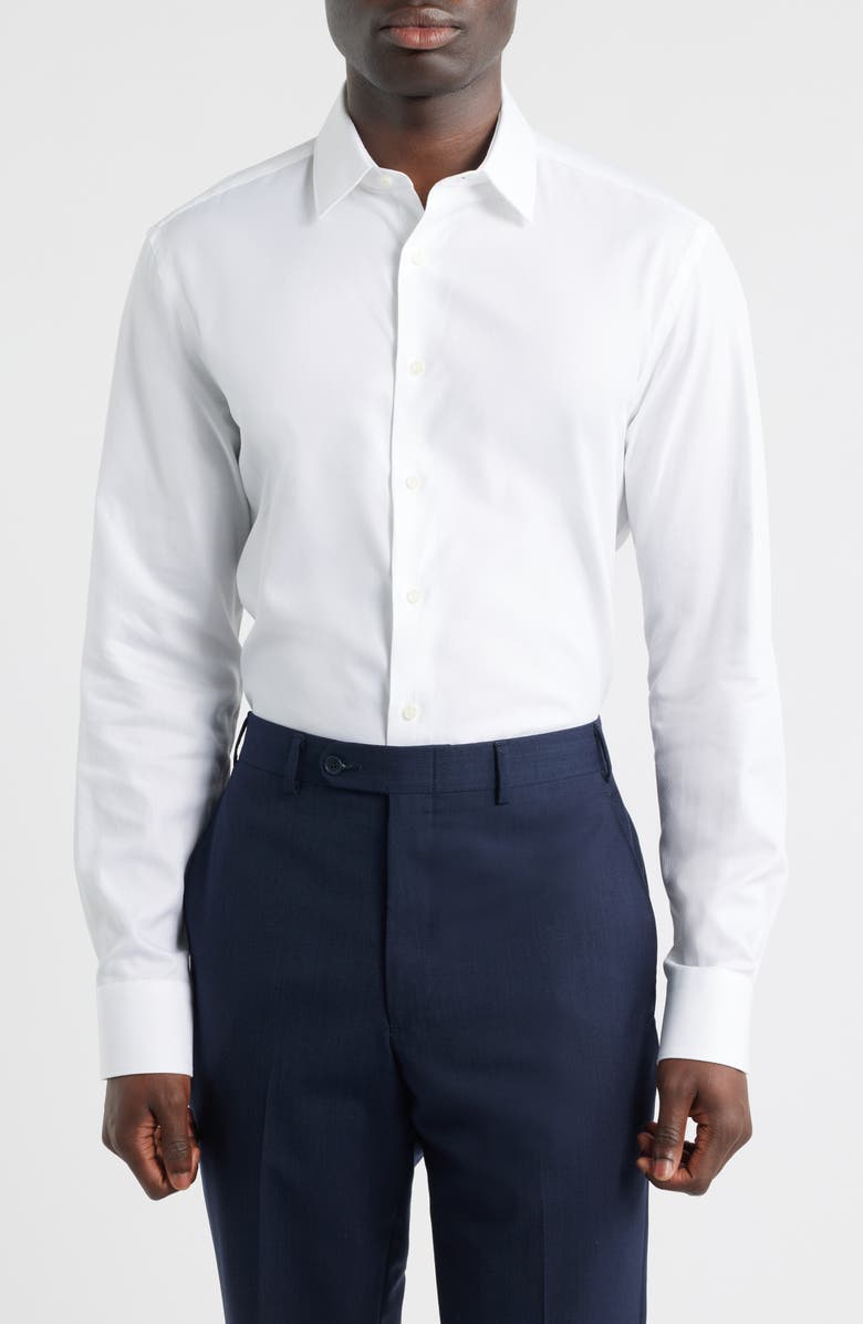Canali Regular Fit Dress Shirt, Main, color, White