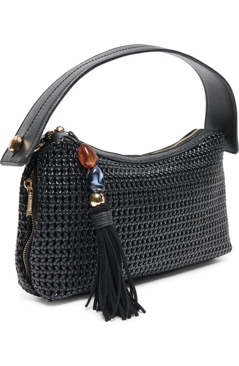 Dolce Vita Zaria Woven Faux Leather Shoulder Bag, Alternate, color, Black