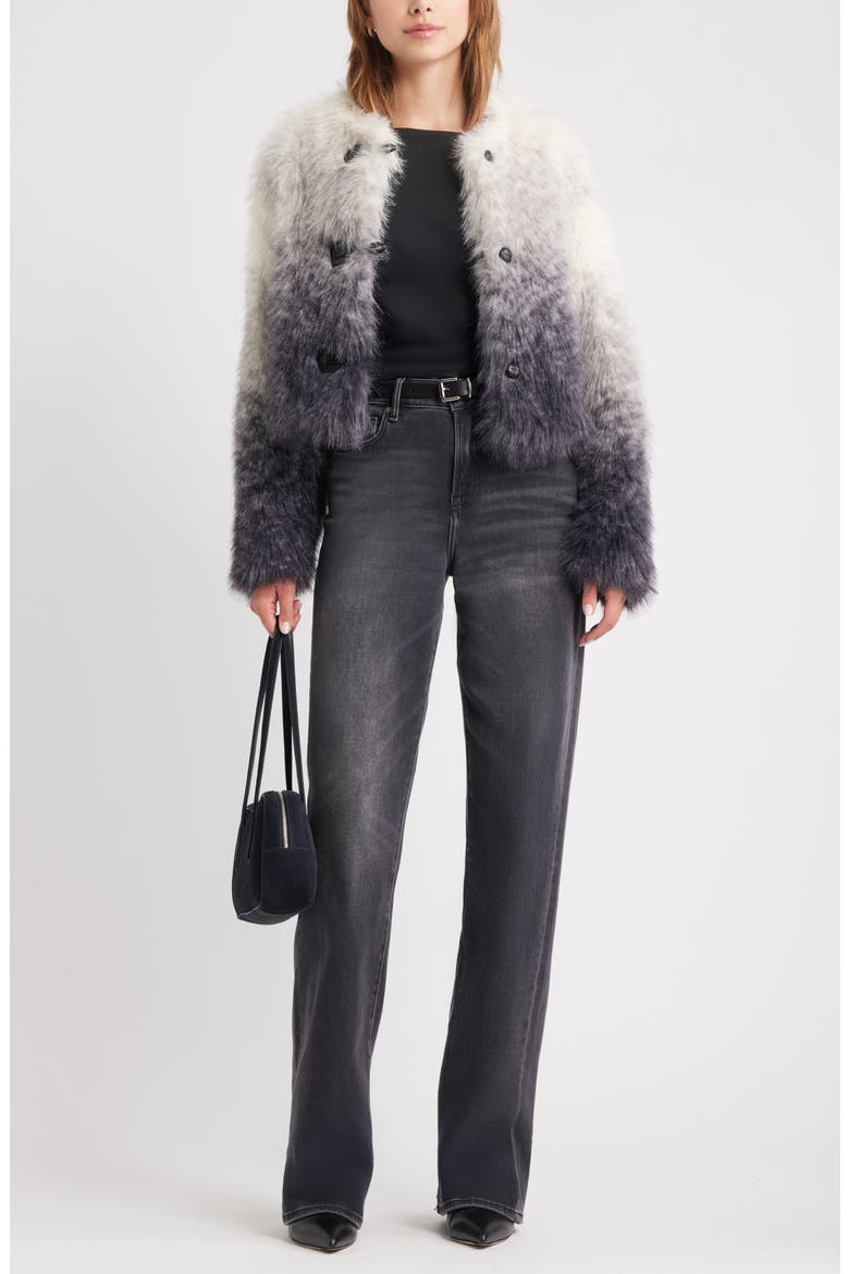 Ombré Faux Fur Jacket, Alternate, color, GREY OMBRE