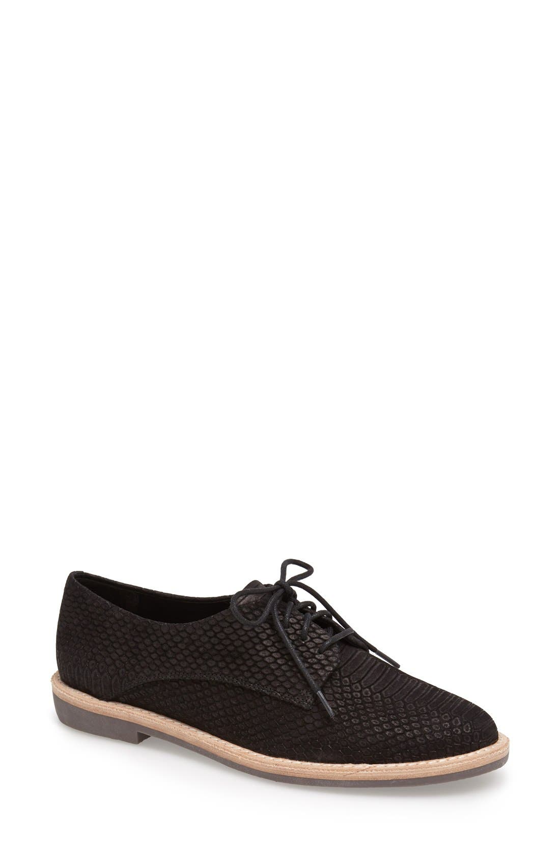 'Nilee' Flat, Main, color, BLACK NUBUCK SNAKE