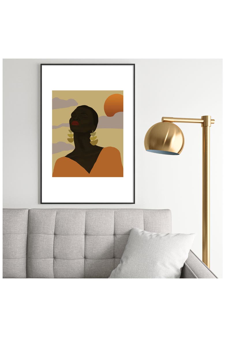 Head in Space Framed Art Print, Alternate, color, BLACK TONES