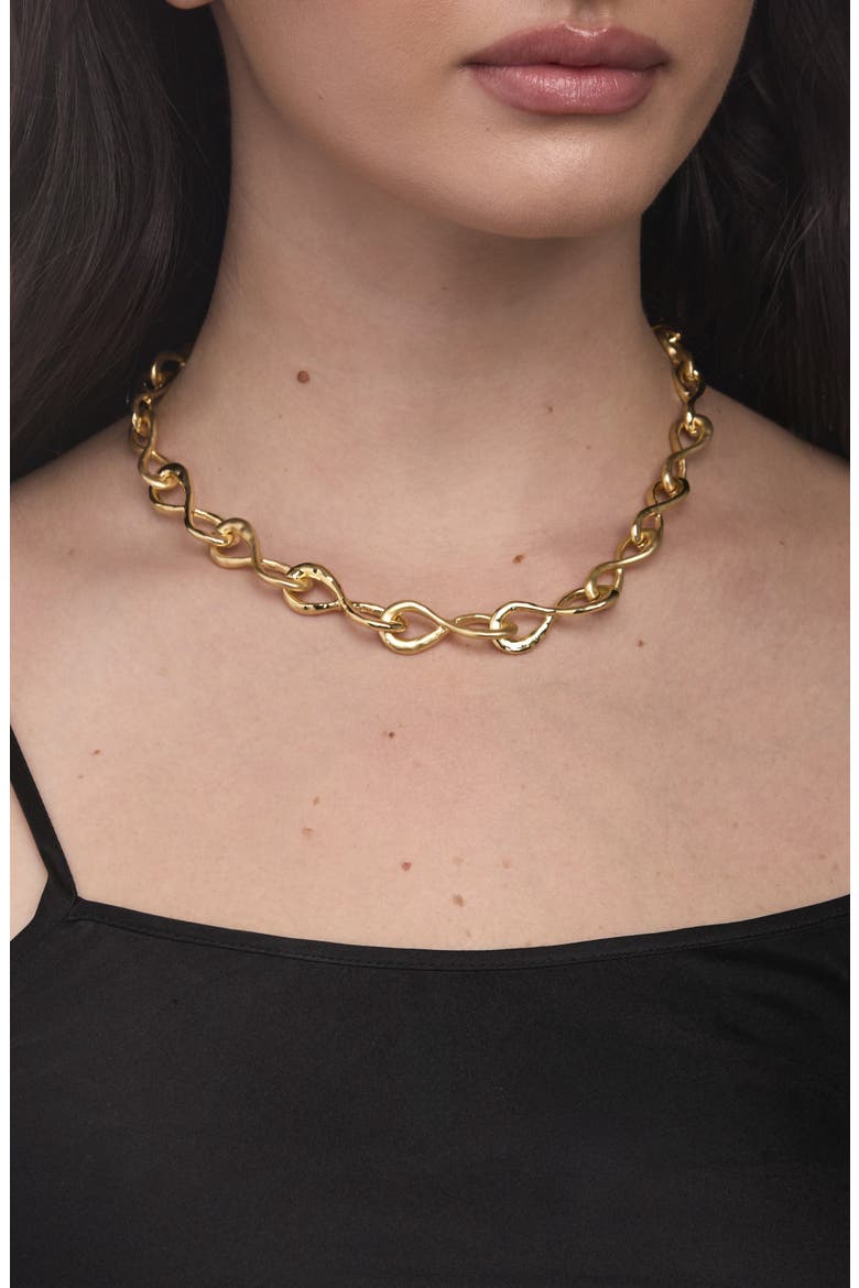 Infinity Link Collar Necklace, Alternate, color, GOLD