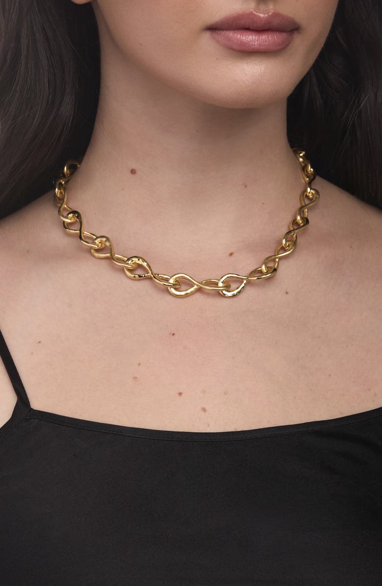 SAACHI Infinity Link Collar Necklace, Alternate, color, Gold