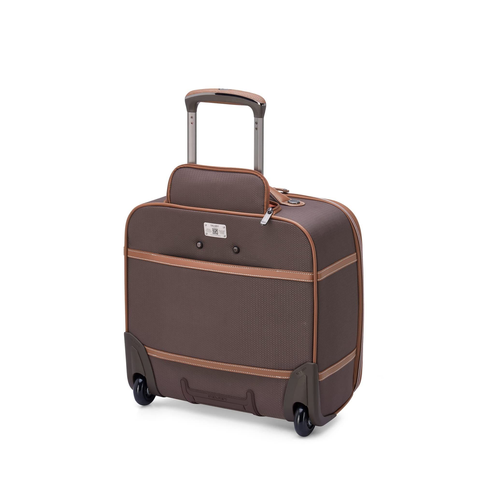 Delsey Paris Chatelet 2.0 Softside Carry on 16 Inch Luggage Under-Seater with 2 Wheels, Alternate, color, Brown