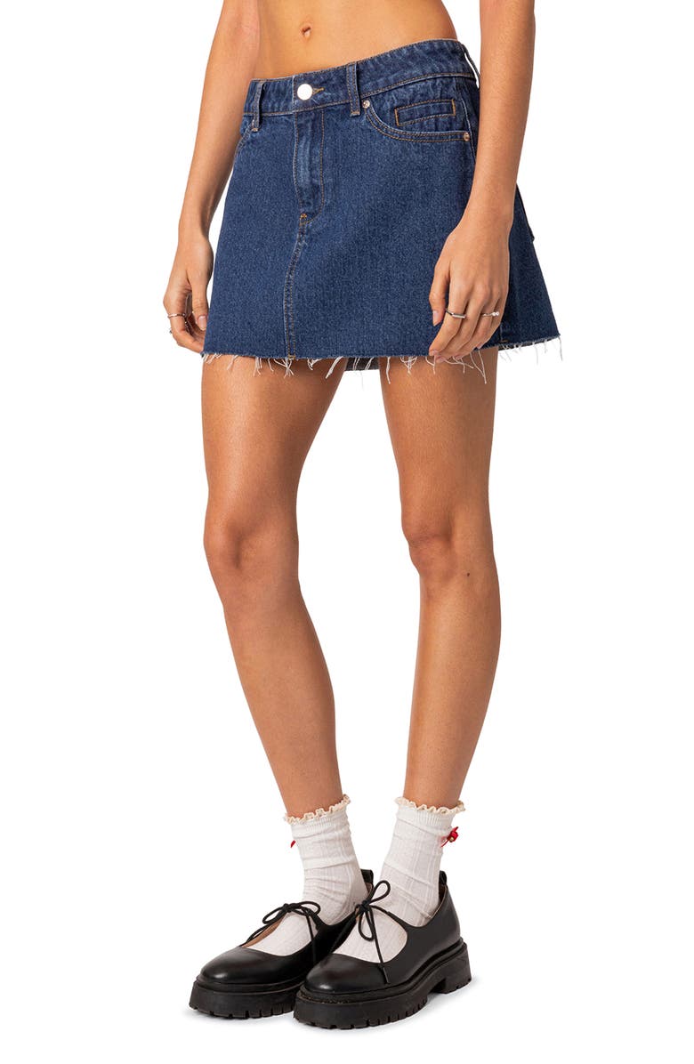 EDIKTED Jessie Denim Miniskirt, Alternate, color, Blue-Washed