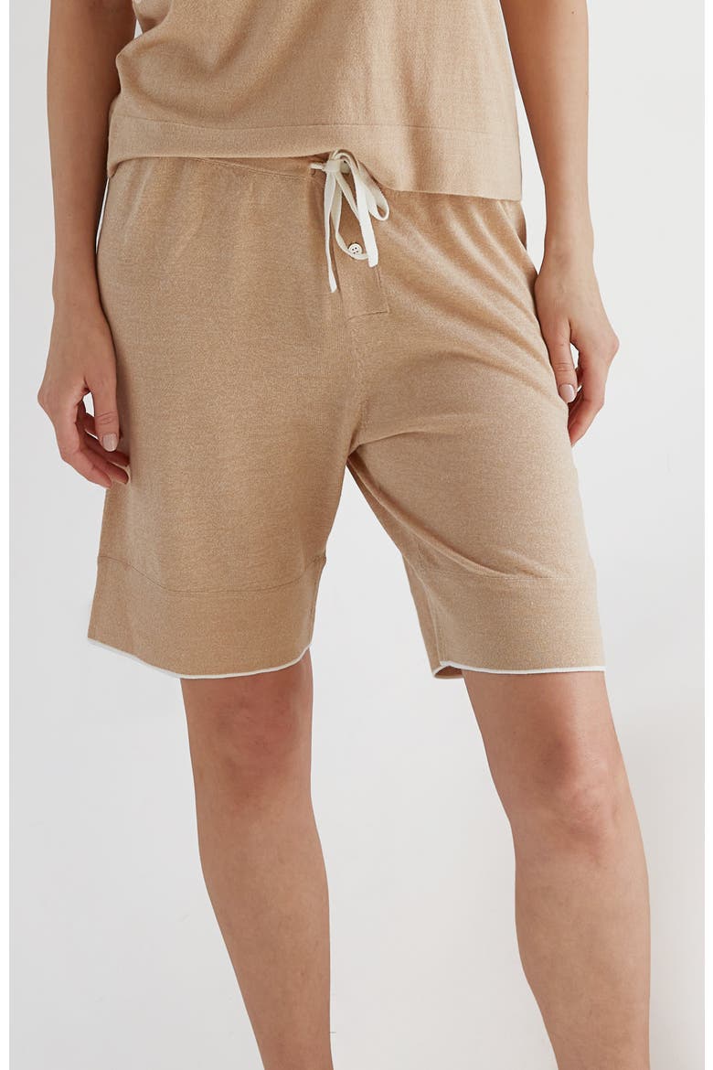 Tie waist Sleep Shorts, Main, color, Camel