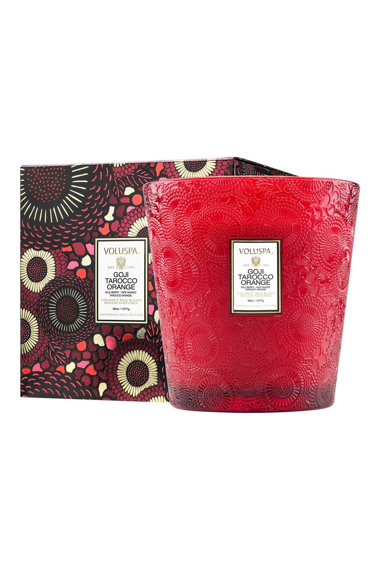 Goji Tarocco Orange Three-Wick Hearth Candle, Main, color, NO COLOR