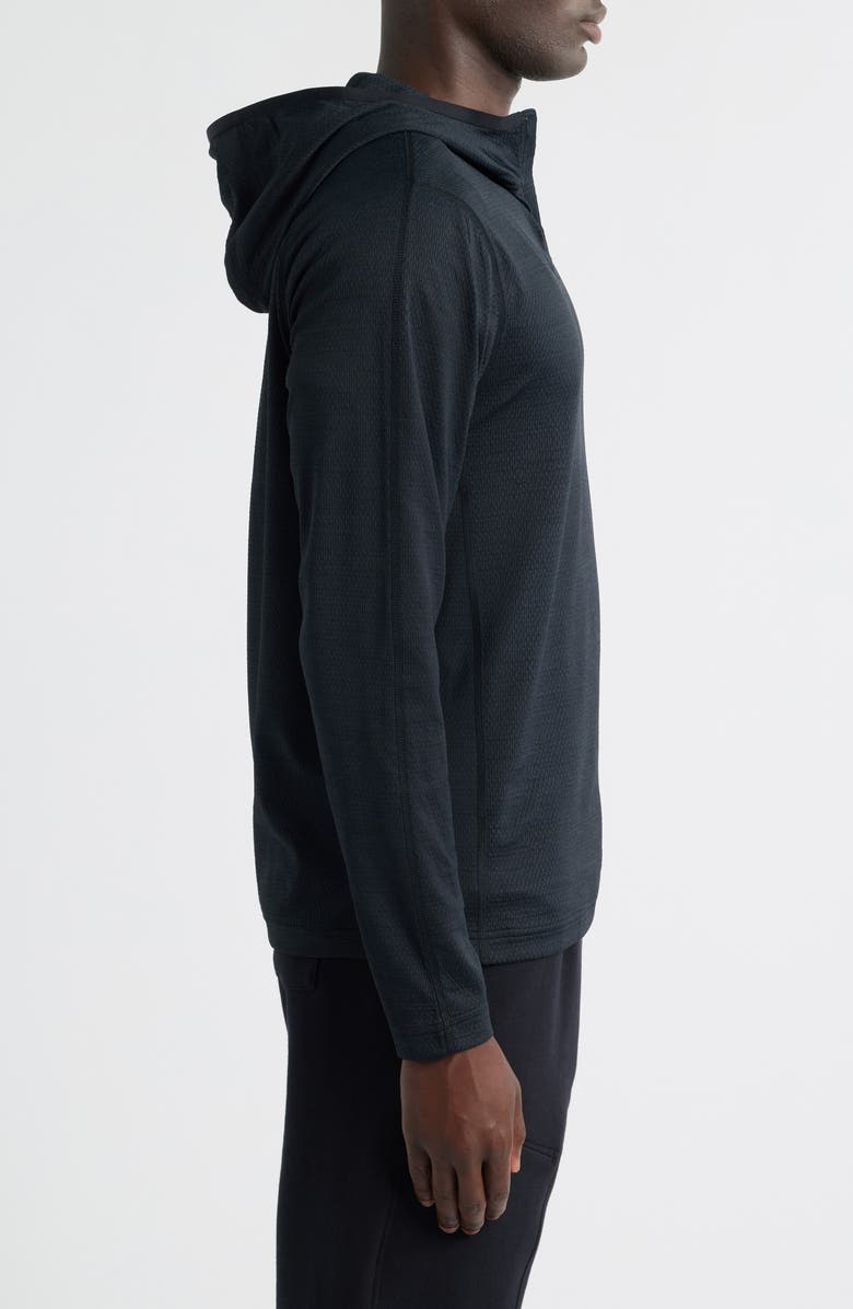 Reigning Champ Solotex<sup>®</sup> Mesh Tiebreak Performance Quarter Zip Hoodie, Alternate, color, Heather Black