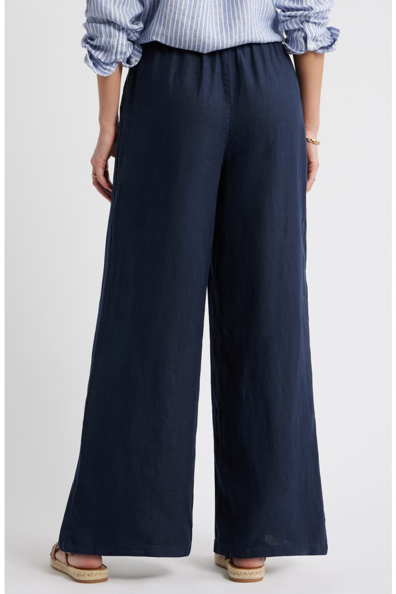 Easy Wide Leg Linen Pants, Alternate, color, NAVY STILL