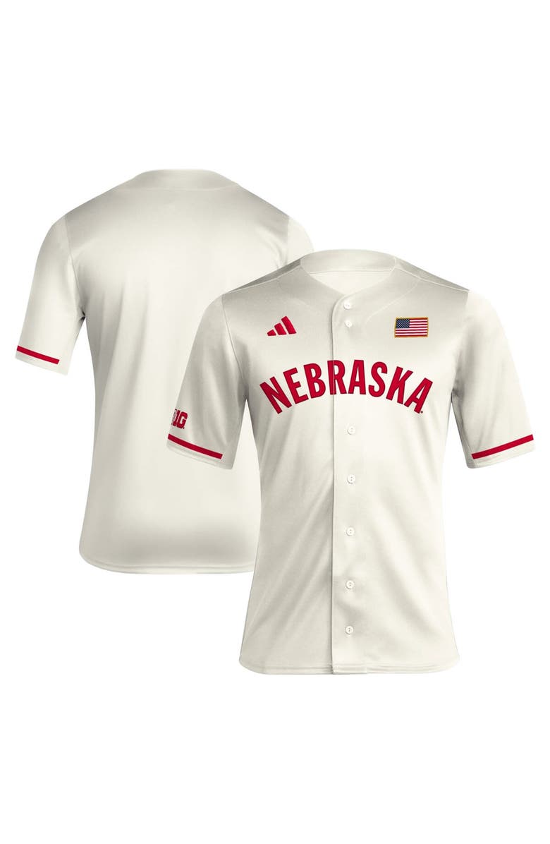 adidas Men's adidas Cream Nebraska Huskers Replica Baseball Jersey, Main, color, 