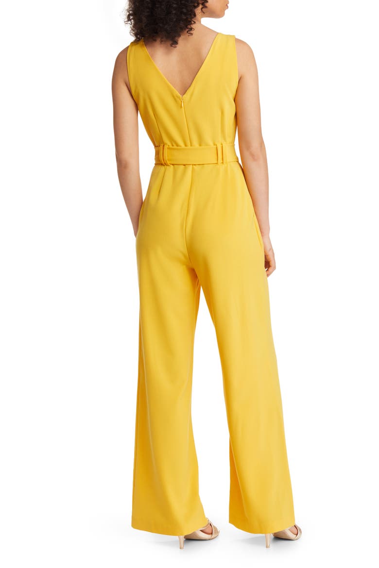 Tie Waist Crepe Jumpsuit, Alternate, color, MUSTARD