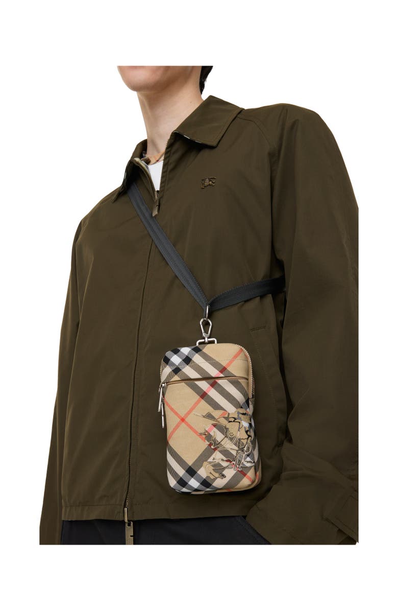 Burberry Check Phone Bag, Alternate, color, Sand Beige