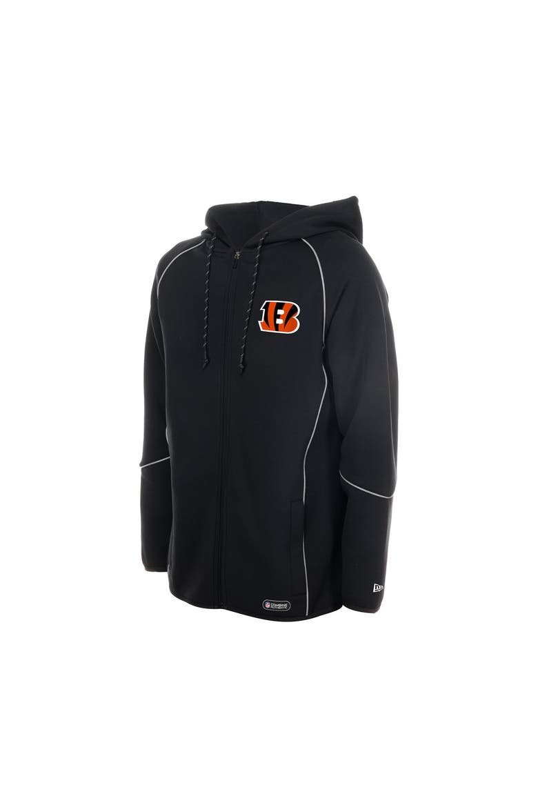 Men's New Era  Black Cincinnati Bengals Combine Authentic Raglan Full-Zip Hoodie, Alternate, color, Black