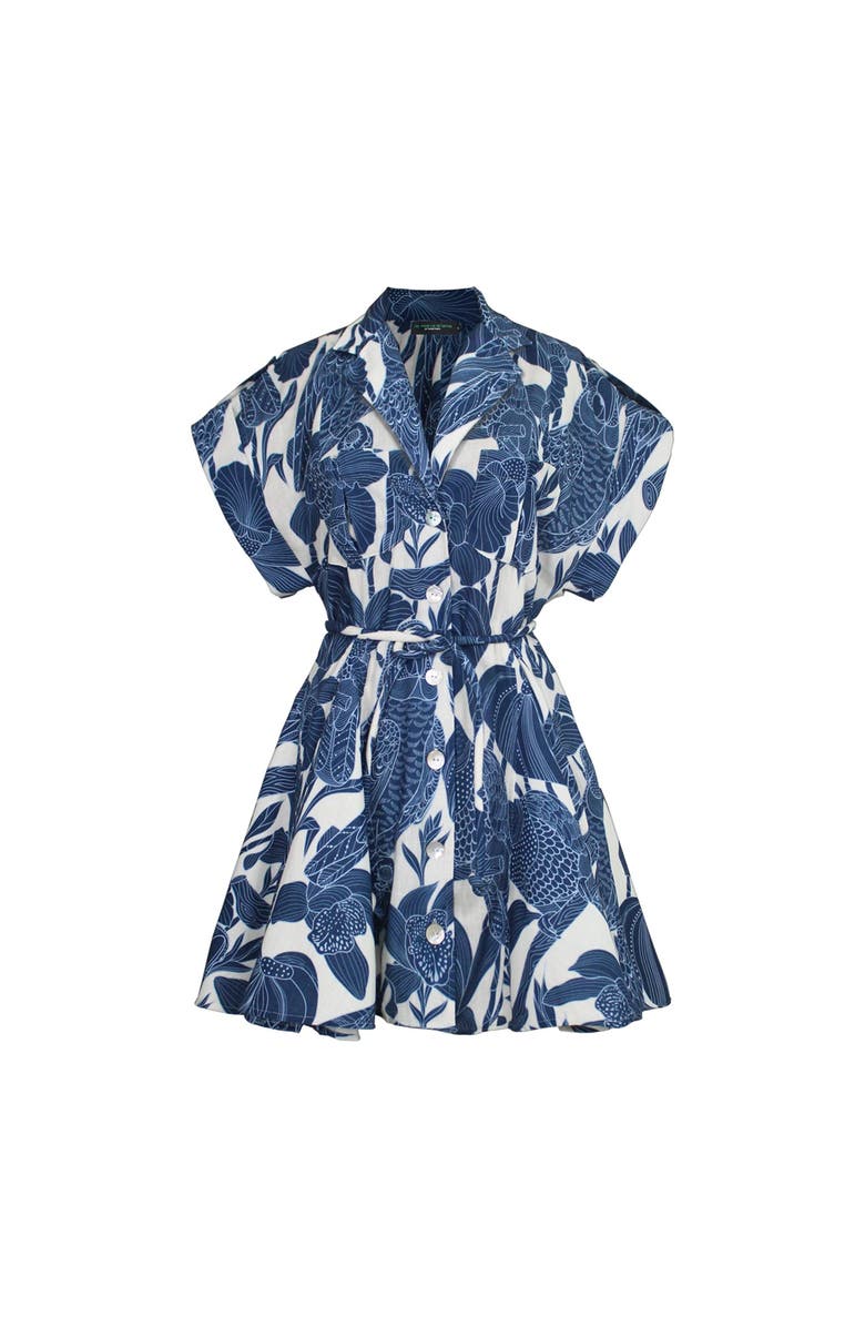 NO PISE LA GRAMA Guayaba Mini Dress, Main, color, Canario Blue Print