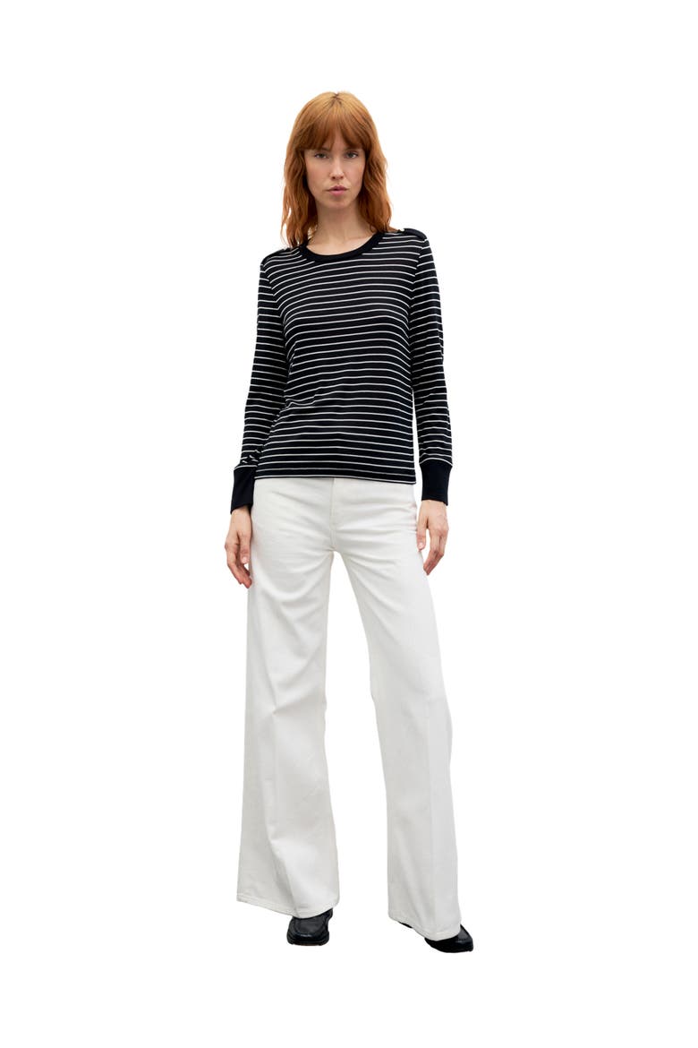 Belia Long Sleeve Striped T-Shirt, Alternate, color, Navy Blue