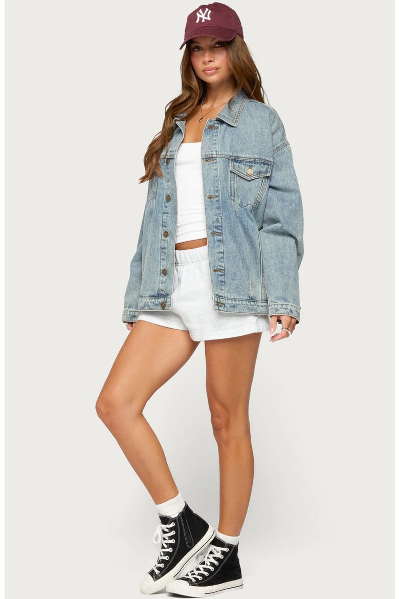 Dalia Oversized Denim Jacket, Alternate, color, LIGHT-BLUE-WASHED