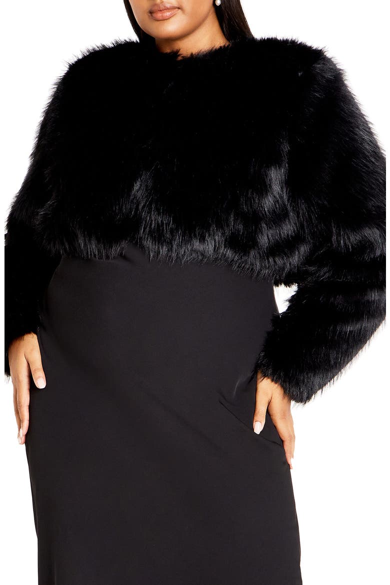 Angelica Faux Fur Crop Jacket, Main, color, BLACK