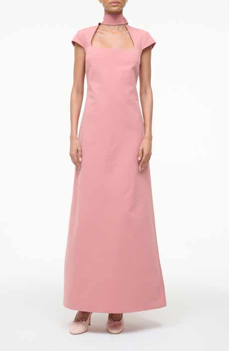 STAUD Ingrid Scarf Cap Sleeve A-Line Dress