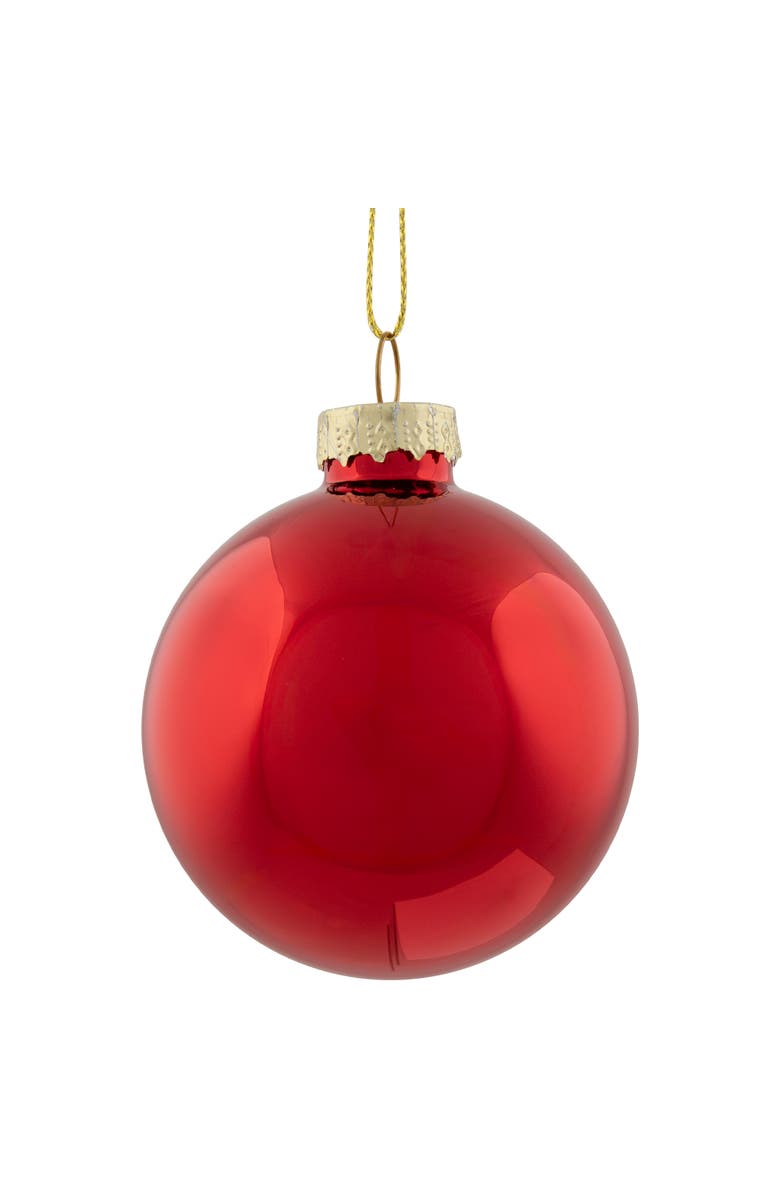 Northlight 2-Finish Glass Ball Christmas Ornaments - 2.5" (60mm) - Apple Red - 9ct, Alternate, color, Red