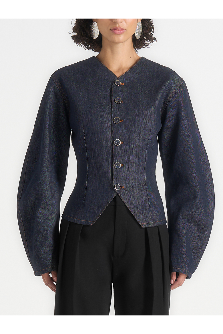 Aya Denim Hourglass Jacket, Alternate, color, Indigo