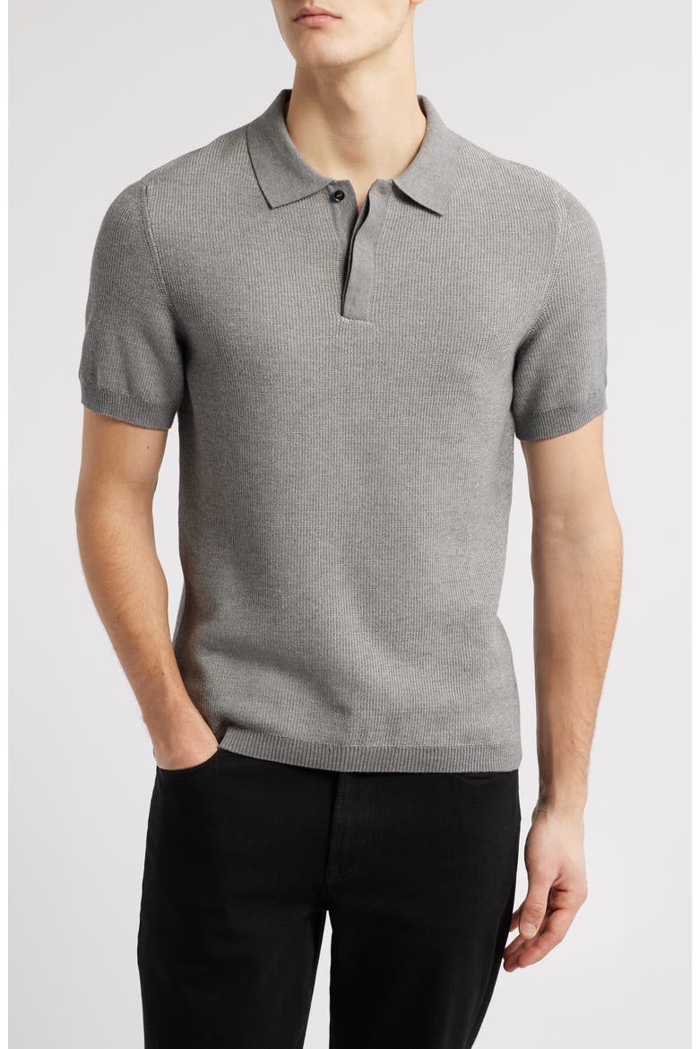 Barley Short Sleeve Cotton Polo Sweater, Main, color, GREY