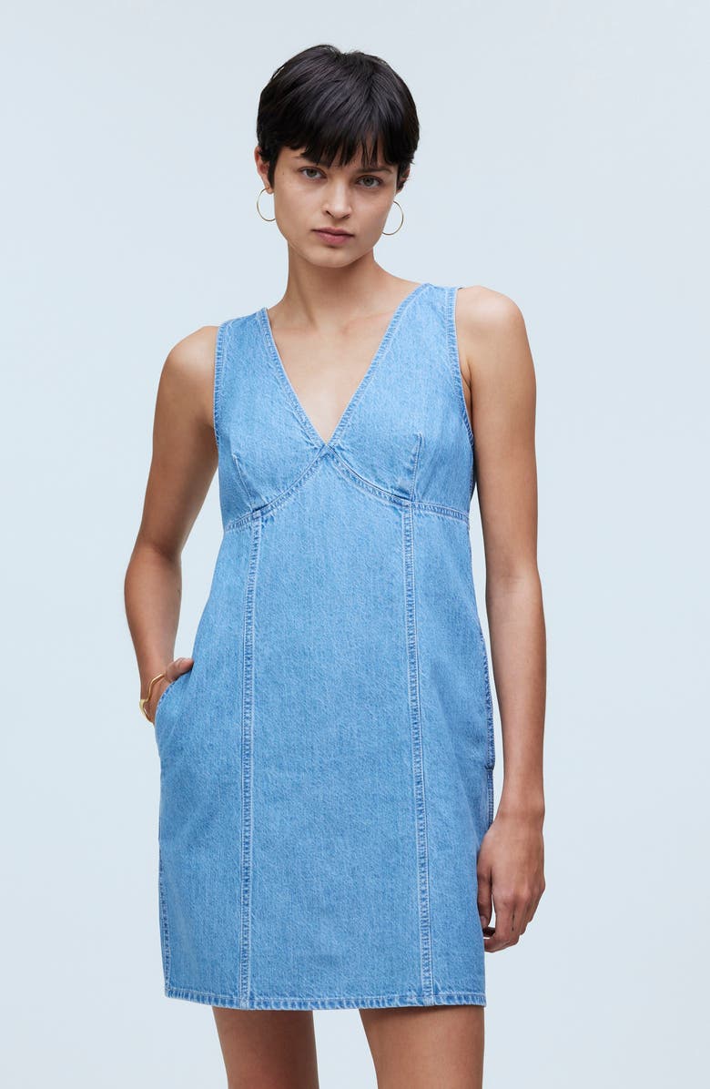 Madewell Sleeveless Denim Minidress, Alternate, color, 