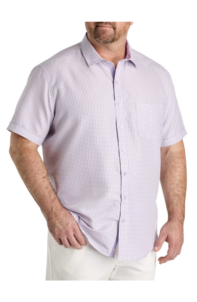 Synrgy by DXL Big & Tall Microfiber Geometric Print Sport Shirt, Main, color, Lavender