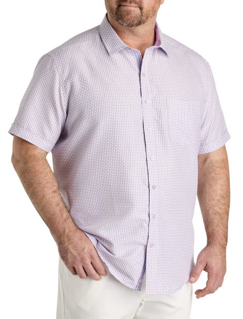 Big & Tall Microfiber Geometric Print Sport Shirt