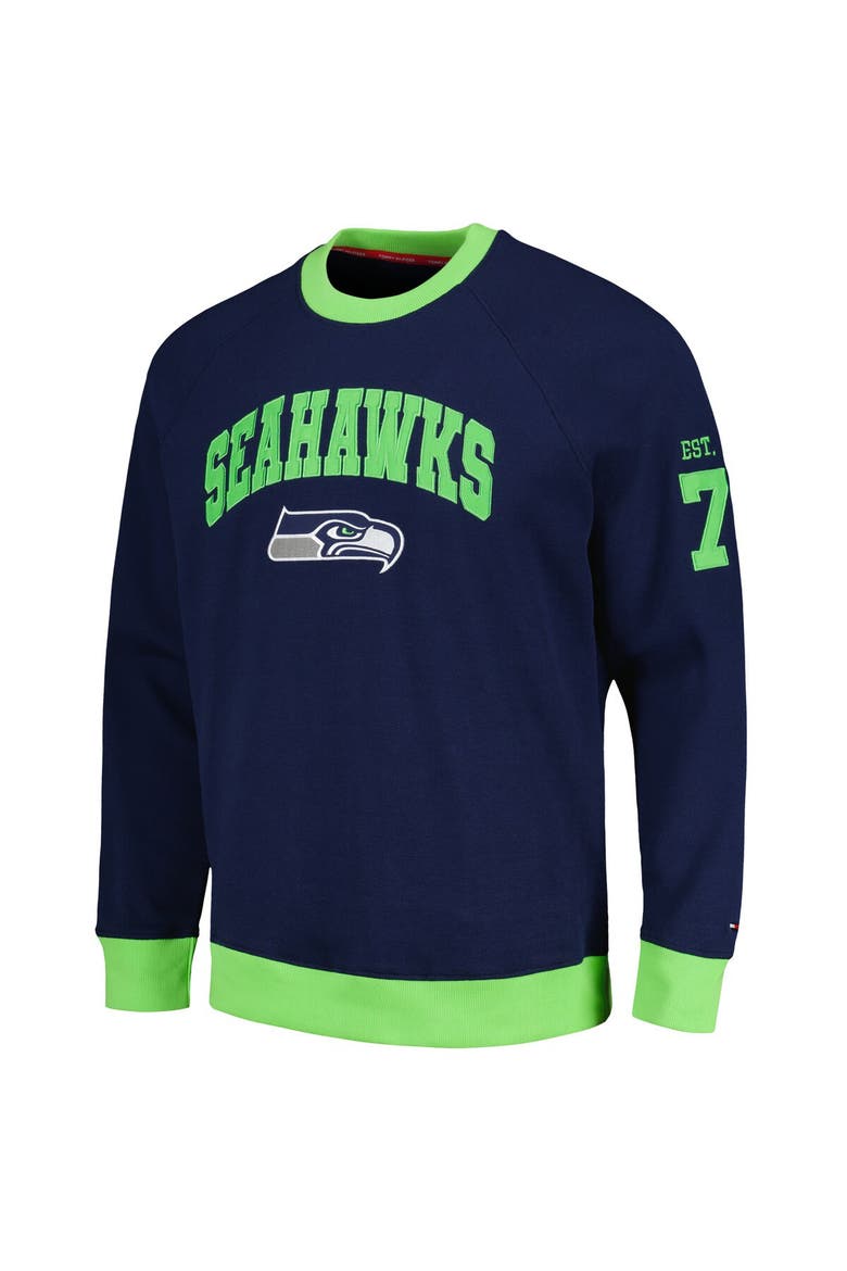 Men's Tommy Hilfiger College Navy Seattle Seahawks Reese Raglan Tri-Blend Pullover Sweatshirt, Alternate, color, Navy