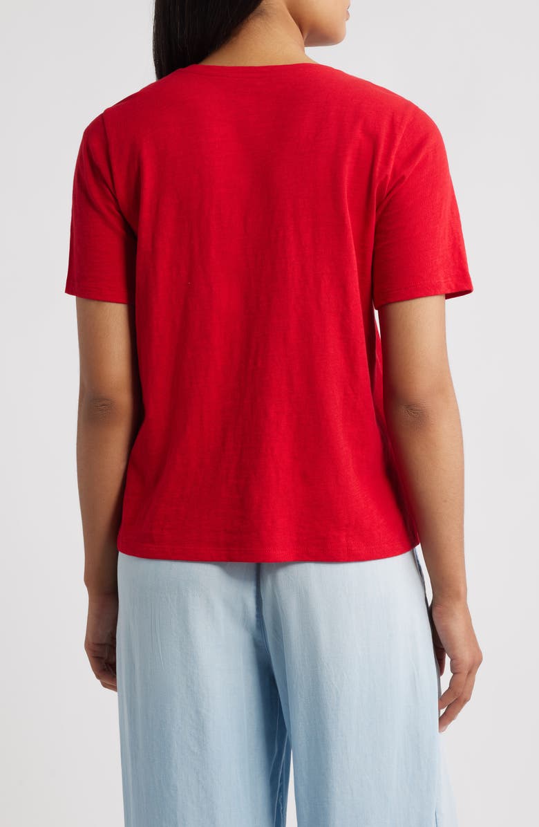 Eileen Fisher Easy V-Neck Organic Cotton T-Shirt, Alternate, color, Crimson