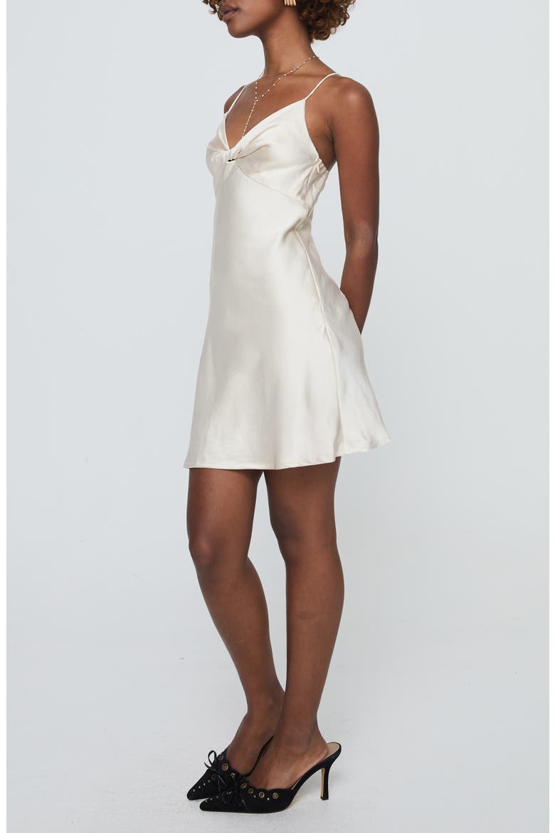 Marilyn Front Twist Satin Mini Slipdress, Alternate, color, CHAMPAGNE